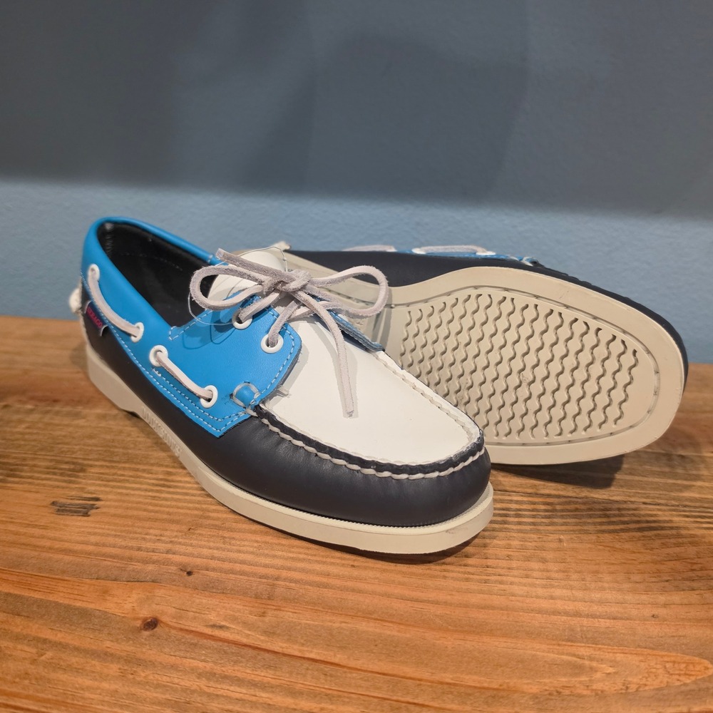 Sebago‎ Womens Docksides Portland Spinnaker Boat Shoes Blue White Leather 8.5